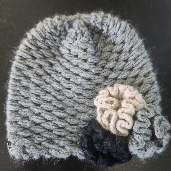 Betmar Knit Beanie with Floral Accent - Picture 1 of 3